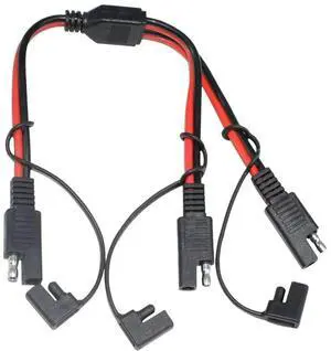 For SAE Splitter Adapter 14AWG SAE DC Power Automotive Connector Cable Y Splitter 1 to 2 SAE Extension Cable with Cover