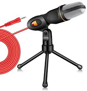 For SF-666 Professional 3.5mm Microphone Wired Home AUX Audio Stereo Desktop Tr MIC Set for Pc Phone Karaoke-Black