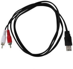 For 1.5M Usb A Male To 2X Rca Phono Male Av Cable Lead Pc Tv Aux Audio Video Adapter