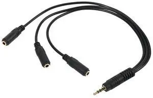 For 3.5mm Stereo Audio Splitter Cable Gold Plated 3.5mm (1/8 inch) TRRS Stereo Plug Male to 3 x 1/8 inch 3.5mm Stereo Jack Female 1