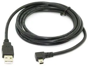 For 1.8m Mini USB B Type 5pin Male 90 De Left Angled to USB 2.0 Male Data Cable Black Color