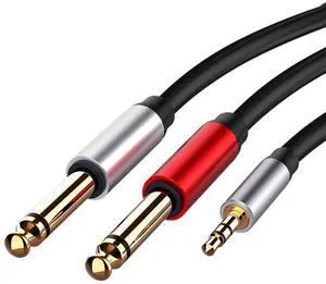 For 3.5mm to Dual 6.5mm Adapter Jack Audio Cable 3.5 to 6.5 AUX Cord 3.5 Jack Splitter for Guitar Mixer Amplifier Bass