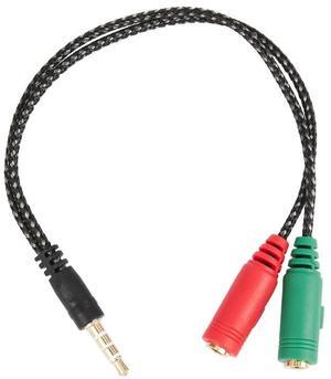 For 1 Pcs Cable Adapter 2 In 1 Splitter 4 Pole 3.5mm Audio Earphone Headset to 2 Female Jack Headphone Mic Audio Cable 3 pole for PC