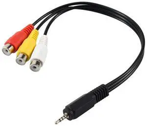 For 2.5mm Mini AV Male to 3RCA Female M/F Audio Video Cable Stereo Jack Adapter Cord