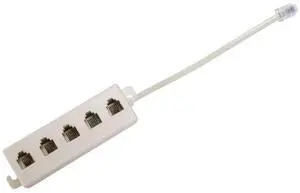 For Beige RJ11 6P4C Male Plug to 5 Ports 6P2C Female Socket Phone Line Splitter Adapter