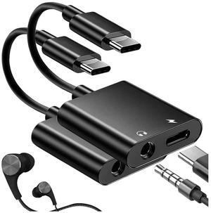 For USB C To 3.5Mm Headphone and Charger Adapter,2 in 1 for S22/S21/S20/S20+ Ultra,Note 20/10,Pixel 6/5/4/3 XL(Black)