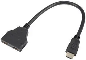 For 1080P Port Male to 2 Female 1 In 2 Out Splitter Cable Adapter Converter