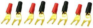 For 8Pcs/4Pairs "Y "U Spade Connectors Gold Plated Solderless Fork Speaker Plug Adapter