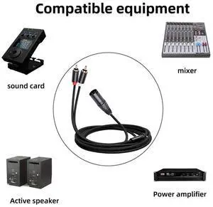 For XLR To Dual RCA Audio Cable A1 XLR Male 3 Pin To Dual RCA Male Plug Stereo Audio Cable Amplifier Mixing Plug AV Cable 1M