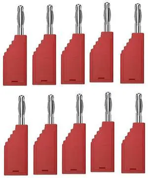 For 10pcs/Set Connector Plug J.10054 4mm Stackable Plug Plug Face Connector Wire Multi-Function Plugs,Red