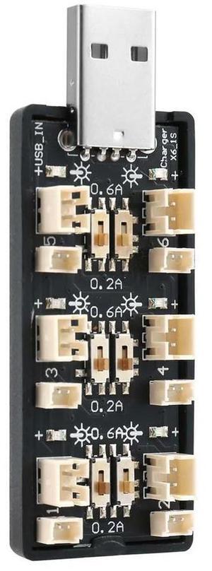 For 1S LiPo USB Charger 3.7V/4.20V 6 Channel 1S LiPo Charger Micro- JST 1.25 JST-PH 2.0 MCX MCPX Connectors