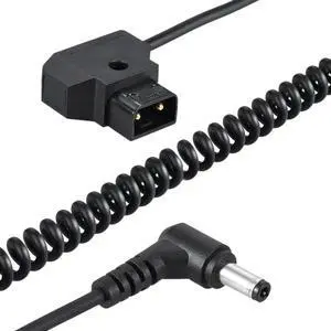 For Coiled 1M/3.28Ft D-Tap 2Pin Male To Dc 5.5 X 2.1Mm Adapter Cable Extension Elastic Line For V-Mount Dslr Cage Rig