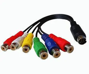 For 10 Pin S-Video to Female RGB 6 RCA 10 Pin Din S-Video Male Component Cable 30cm for PC HDTV RGB Component Cable 30cm
