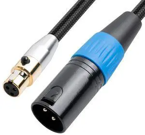 For 3-Pin Mini XLR Male to XLR Female Adapter Cable Balanced Cord for Recording, Speaker Systems, Statio,1Ft/0.3M