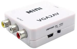 For VGA to AV Mini Converter Scaler Adapter Support 1080P VGA2AV Converter PC to TV HD Computer to TV