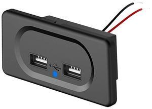 For 4.8A Dual-USB Car Charger Socket 12V 24V for Motorcycle Auto Truck ATV Boat RV Bus Power-Adapter Outlet LED Light