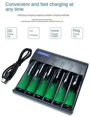 For 6 Slot Electric Charger Smart LED Indicator USB Charger Home AA/AAA NiMH/NiCd Rechargeable Charger