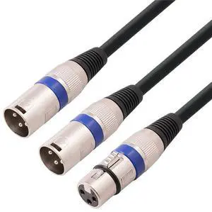 For 3 Pin XLR Female to Dual XLR Male Y Splitter Cable, XLR Splitter Cable, Microphone Splitter Cord Audio Adaptor,50cm, A