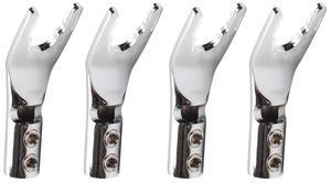 For 4 PCS Audio Jack Y Plug Solder Wire Connector U/Y Rhodium Plated Copper Screw Fork HiFi Speaker Spade Connector