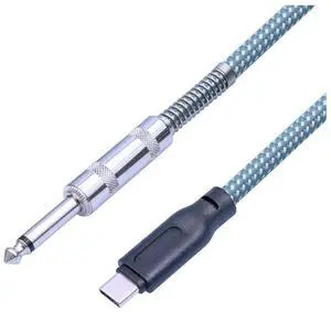 For 6.35mm Male to USB Type-C Male Guitar Audio Cable 1/4Inch to USB-C Recording Cord Guitar to USB C Record Cable 2 Meter