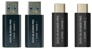For 4Pcs USB Data Blocker and USB-C Data Blocker Protect Against Juice Jacking Support Safe Quick Charge Stop Data Theft