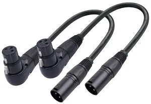 For 2Pcs 3 Pin XLR Right Angle Male to Female Plug Microphone Audio Cable 90 De XLR Female to Straight XLR Male Cable