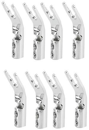 For 8PCS HIFI Y Spade U/Y Gold Plated Pure Copper Screw Fork HiFi Speaker Spade Connector Plugs-Silver