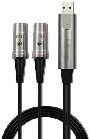 For HiFing USB IN-OUT MIDI Cable in Out Interface 5 Pin Line Converter PC to Music Keyboard Adapter Cord