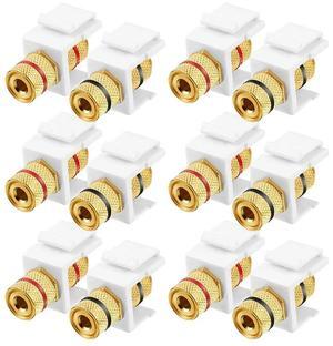 For 12 Pieces Jack Binding Post Jack Insert, Black and Red Rings Audio Speaker Connector Screw Type