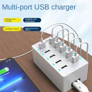 For 50W USB Multiport Charger Fast Charge Charger Hub 10 Port Fast Charge Charger Charging Desktop Dock Charger Black (EU)