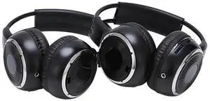 For 2 x Double Infrared Stereo Wireless Headphone Headset IR Car DVD Player Headrest Black