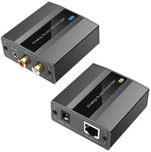 For Analog Audio Extender RCA 3.5mm Stereo over Ethernet Single Cat5E/6/7 Cable Up to 500M Audio Converter Plug