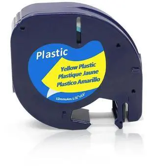 FOR 5PCs compatible 91201 Black on White (12mm x 4m) plastic label tapes 91201 91221 59422 s0721660 label printers