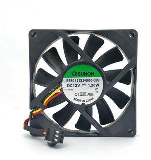 FOR EE80151S3-0000-C99 DC12V 1.20W 8CM 80x80x15MM 3Lines LED Cooling fan
