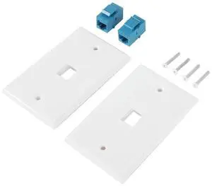 FOR 2-Pack 1 Port Ethernet Wall Plate, RJ45 Cat6 Female to Female Jack Inline Coupler Face Plates, 1-Port