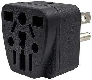 FOR US Travel Plug Adapter EU/UK/AU/In/CN/JP/Asia/Italy/Brazil to USA (Type B), 3 Prong USA Plug, Charger Converter Black