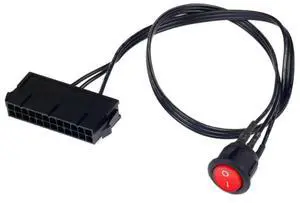 FOR 50cm Cable Copper Tin Wire 24-Pin Female ATX PSU PC Power Supply Starter Tester Start Up Jumper with ON/OFF Switch