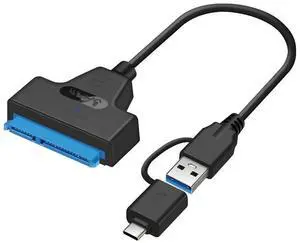 FOR 2 in 1 SATA To USB 3.0 Cable SATA To Type C External Hard Drive 22Pin Converter Adapter for 2.5 Inch HDD/SSD
