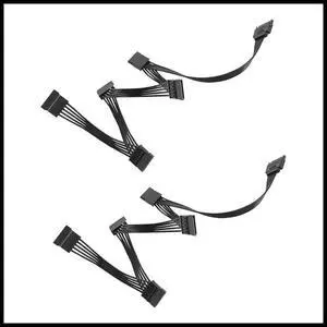 FOR 2PCS 15 Pin SATA Power Extension Hard Drive Cable 1 Male to 5 Female Power Supply Splitter Adapter Cable