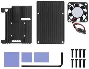 FOR Aluminum Case for Pi 4B Heatsink with Cooling Fan+Thermal Pad for RPI 4B Board Protective Shell