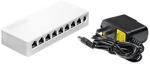 FOR 8 Port 100Mbps Ethernet Switch Portable Ethernet Splitter Hub Mini Switch with Power Cable US Plug