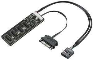 FOR 9Pin USB Header Splitter With SATA Power Cable, Internal USB Hub Extension USB 2.0 Splitter Con tor For Motherboard