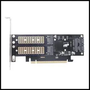 FOR PCIE X16 to M.2 M Key NVME SSD+M.2 B Key SATA SSD+MSATA SSD Adapter Card 3 in 1 Desktop Computer Riser Card