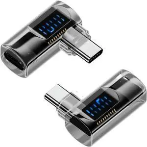 FOR 2 Pack 90 Degree USB C Adapter with Display, 140W Right Angle USB-C Male to Female Connector for 16/15 Series