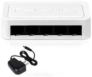 FOR Mini 5 Port Network Switch Ethernet Switch Internet Splitter Desktop 10/100/1000Mbps RJ45 Hub, Gigabit White, US Plug