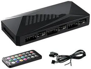 FOR 6P ARGB 6-Way Splitter 5V 3Pin Fan Controller Hub SATA Powered 4Pin PWM Standoff Hub for PC Case