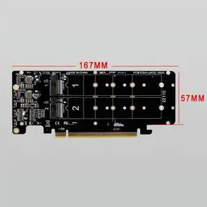 FOR PCIE 4.0 Dual-Disk PCIeX16 to M.2 M-Key NVME SSD Expansion Card,Supports 4 NVMe M.2 M Key 2280 SSD