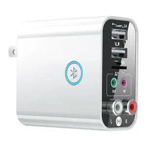 FOR 2-In-1 White Plastic Audio Adapter With Remote-US Plug