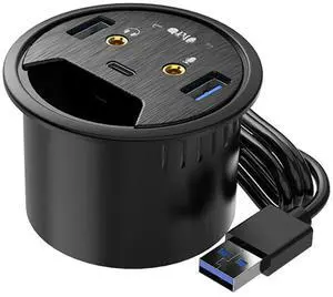 FOR Desktop Grommet USB 3.0 HUB Type C Headphone Microphone Adapter