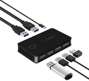 FOR USB KVM Switch USB Shared Switcher 2 in 4 Out for Laptop PC Keyboard Mouse Printer USB Switch Hub Adapter USB 3.0